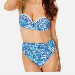 LILLY PULITZER Shell Me You Love Me Turquoise Yarrow High-Waisted Swim Bottom 10